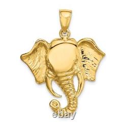 10K Yellow Gold 2-D Elephant Head with Twisted Trunk Charm Pendant 4.38gram