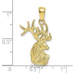 10K Yellow Gold Deer Head Charm Pendant Gift for Women