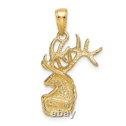 10K Yellow Gold Deer Head Charm Pendant Gift for Women