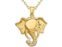10K Yellow Gold Elephant Head Charm Pendant with Chain