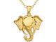 10K Yellow Gold Elephant Head Charm Pendant with Chain