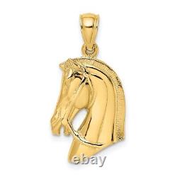 10K Yellow Gold Horse Head Short Mane Charm Pendant L-1 Inch, W-0.54 Inch