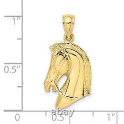 10K Yellow Gold Horse Head Short Mane Charm Pendant L-1 Inch, W-0.54 Inch