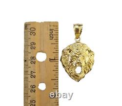 10K Yellow Gold Lion Head Charm Animal Pendent Real 10kt