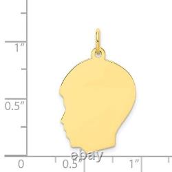 10K Yellow Gold Plain Medium. 018 Gauge Facing Left Engravable Boy Head Charm