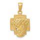 10K Yellow Gold Polished 2-D Small Jesus Head with Crown Pendant