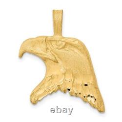 10K Yellow Gold Solid Diamond-cut Eagle Head Charm Pendant