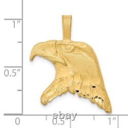 10K Yellow Gold Solid Diamond-cut Eagle Head Charm Pendant for Womens 2.44g