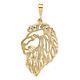 10K Yellow Gold Solid Diamond-cut Lions Head Charm Pendant for Womens