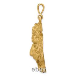 10K Yellow Gold Tigers Head Necklace Charm Pendant