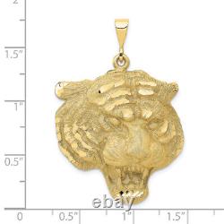 10K Yellow Gold Tigers Head Necklace Charm Pendant