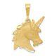 10K Yellow Gold Unicorn Head Charm Pendant Necklace 30mm, 2.59gm