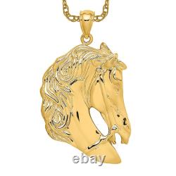 10K or 14K Yellow Gold Horse Head Long Mane Necklace