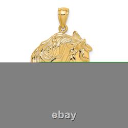 10K or 14K Yellow Gold Horse Head Long Mane Necklace