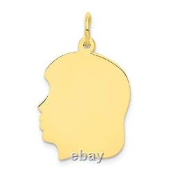 10k Yellow Gold 27mm Plain Medium Facing Left Engravable Girl Head Charm