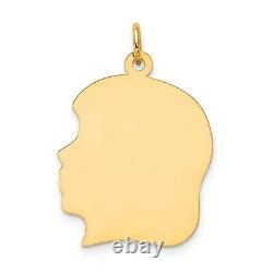 10k Yellow Gold 30mm Plain Large Facing Left Engravable Girl Head Charm