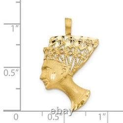 10k Yellow Gold Egyptian Head Nefertiti Charm Pendant 1.1 Inch Length