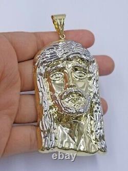 10k Yellow Gold Jesus Head Christ Pendant Rope Chain 3mm 18' 20 22 24 26