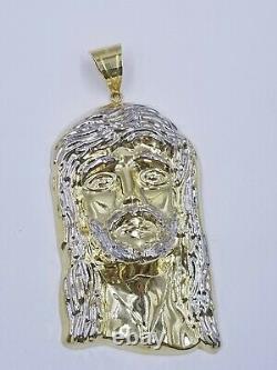10k Yellow Gold Jesus Head Christ Pendant Rope Chain 3mm 18' 20 22 24 26