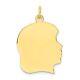 10k Yellow Gold Plain Large. 018 Gauge Facing Right Engravable Girl Head Charm