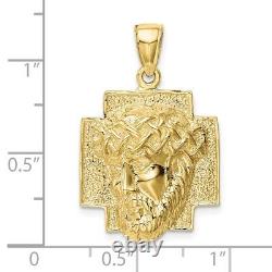 10k Yellow Gold Polished 2-D Large Jesus Head with Crown Pendant 5.12g