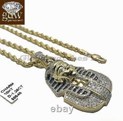 10k Yellow Gold Rope Chain Pharaoh Head Charm