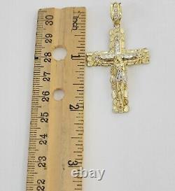 10k yellow Gold cross Pendant charm Jesus crucifix 4 3 2 1.5 Men women, REAL