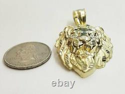 10k yellow Gold lion head face leo zodiac Pendant charm fine gift jewelry 7.2g