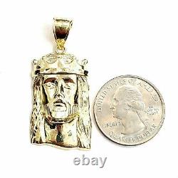 10k yellow gold Jesus face crown head pendant charm fine religious jewelry 4.6g