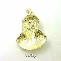 10k yellow gold Jesus face head pendant charm fine gift religious jewelry 5.6g