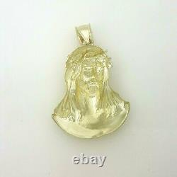 10k yellow gold Jesus face head pendant charm fine gift religious jewelry 5.6g