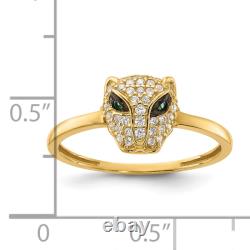 10k yellow gold green cubic zirconia cz lioness head ring