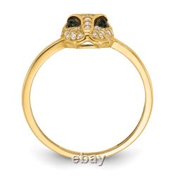 10k yellow gold green cubic zirconia cz lioness head ring