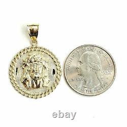 10k yellow gold round Jesus face head pendant charm religious jewelry 0.97 4.1g