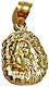 14K Solid Yellow Gold Lion Head Face Pendant Charm