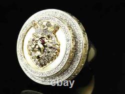14K White or Yellow Gold Plated Lion Head Moissanite Ring for Men Pinky Rings