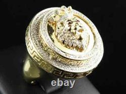 14K White or Yellow Gold Plated Lion Head Moissanite Ring for Men Pinky Rings