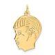 14K Yellow Gold. 013 Depth Engravable Boy Head Charm Pendant