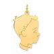 14K Yellow Gold. 013 Depth Engravable Boy Head Charm Pendant L-1.19 Inch