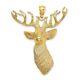 14K Yellow Gold 3-D Textured Deer Head Charm Pendant for Womens Best Gift