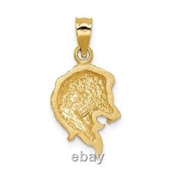 14K Yellow Gold Brushed Diamond-cut Lion Head Pendant for Womens 1.65g