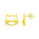 14K Yellow Gold Cat Head Fancy Earrings Fine Jewelry