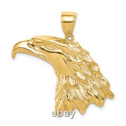 14K Yellow Gold Eagle Head Necklace Charm Pendant