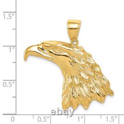 14K Yellow Gold Eagle Head Necklace Charm Pendant