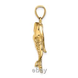 14K Yellow Gold Elephant Head Twisted Trunk Necklace Charm Pendant