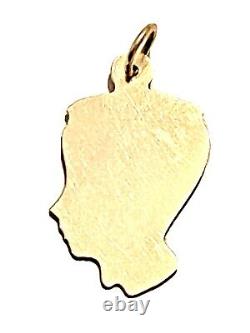 14K Yellow Gold Engravable Boy Head Charm Pendant