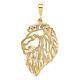 14K Yellow Gold Filigree Lions Head Necklace Charm Pendant