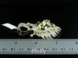 14K Yellow Gold Finish 2.20Ct Lab-Created Lion Crown Head Charm Pendant