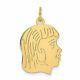 14K Yellow Gold Girl Head Engravable Charm Pendant