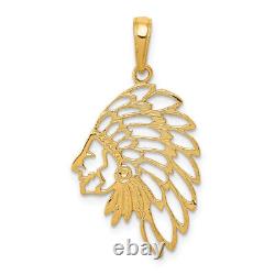 14K Yellow Gold Head Dress Necklace Charm Pendant